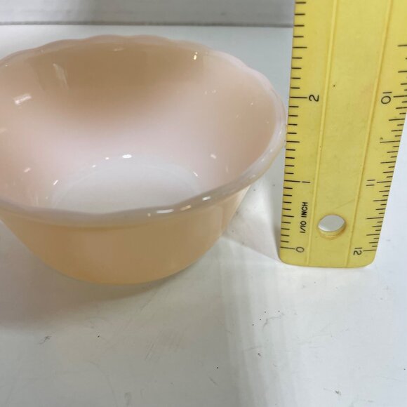 Vintage Fire-King Peach Lustre 6 Oz Custard Bowls Set Of 5 - Picture 10 of 11